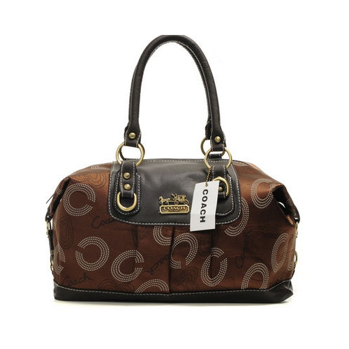 Coach Logo In Monogram Medium Coffee Satchels DOC | Women